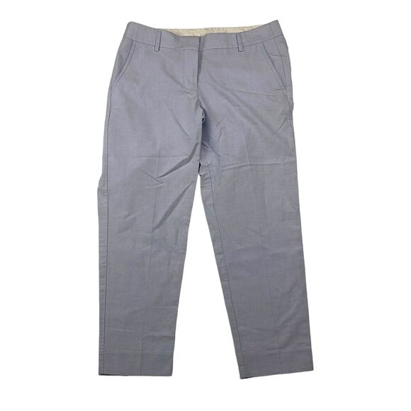 J. Crew Factory Skimmer Pant Cropped Blue 100% Cotton Oxford Size 8 - Picture 1 of 11